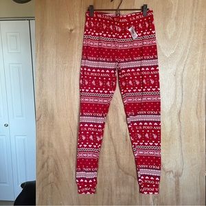 NWT U.S. Polo Assn. Association Red Pajama Bottoms Sleep Joggers Pants Small S